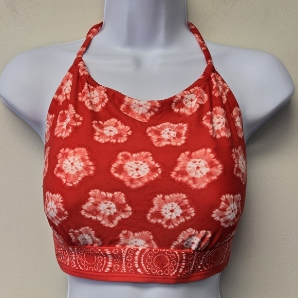 Michael Michael Kors High Neck Bikini Top Floral Tie Dye Coral L - Picture 1 of 10